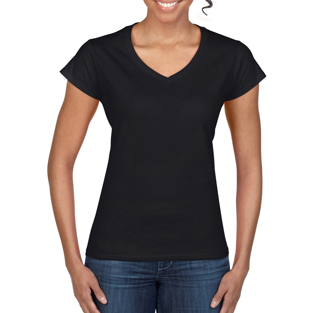 Black - Lifestyle - Gildan Womens-Ladies Soft V Neck T-Shirt