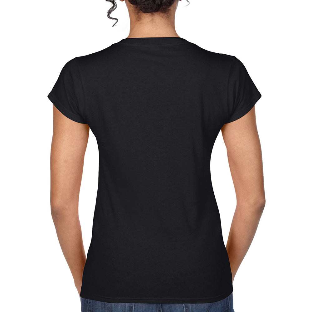 Black - Pack Shot - Gildan Womens-Ladies Soft V Neck T-Shirt