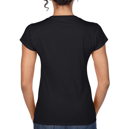 Black - Pack Shot - Gildan Womens-Ladies Soft V Neck T-Shirt