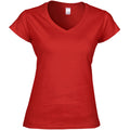 Red - Front - Gildan Ladies Soft Style Short Sleeve V-Neck T-Shirt