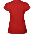 Red - Back - Gildan Ladies Soft Style Short Sleeve V-Neck T-Shirt