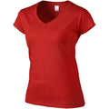 Red - Side - Gildan Ladies Soft Style Short Sleeve V-Neck T-Shirt