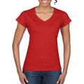 Red - Lifestyle - Gildan Ladies Soft Style Short Sleeve V-Neck T-Shirt