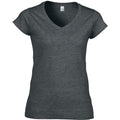 Dark Heather - Front - Gildan Ladies Soft Style Short Sleeve V-Neck T-Shirt