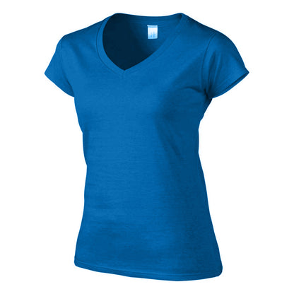 Royal Blue - Side - Gildan Womens-Ladies Soft V Neck T-Shirt
