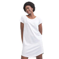 White - Side - Mantis Womens-Ladies Loose Fit T-Shirt Dress