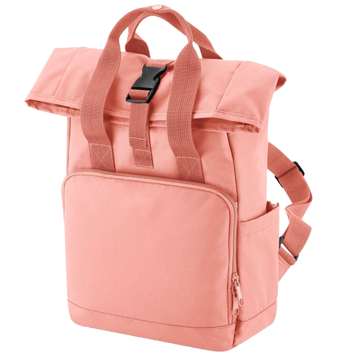 Blush Pink - Front - Bagbase Mini Recycled Twin Handle Backpack