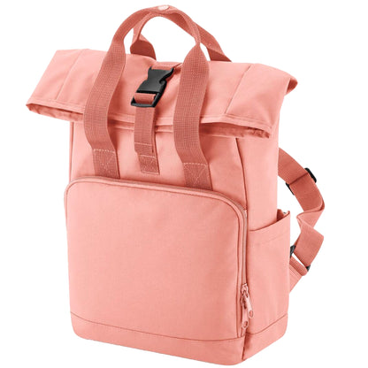 Blush Pink - Front - Bagbase Mini Recycled Twin Handle Backpack
