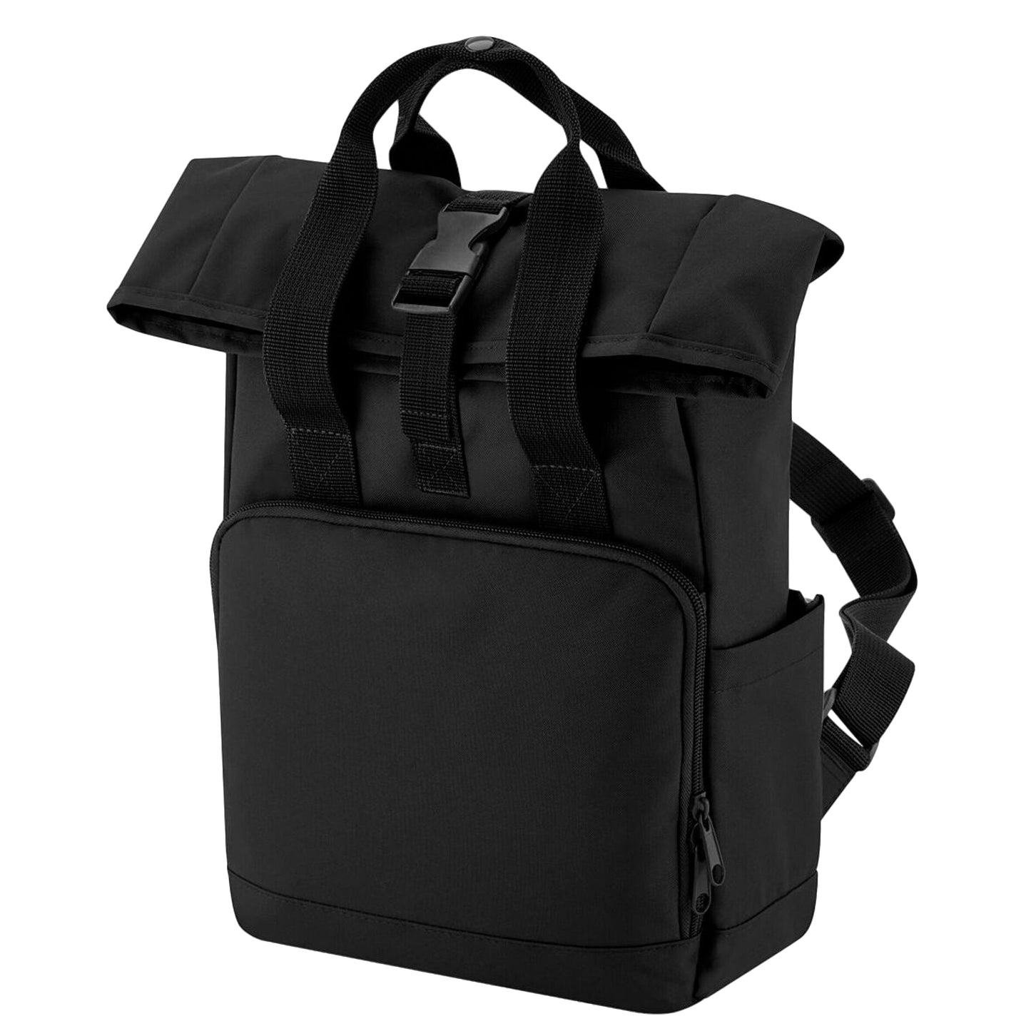 Black - Front - Bagbase Mini Recycled Twin Handle Backpack