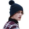 French Navy - Back - Beechfield Childrens-Kids Original Pom Pom Beanie