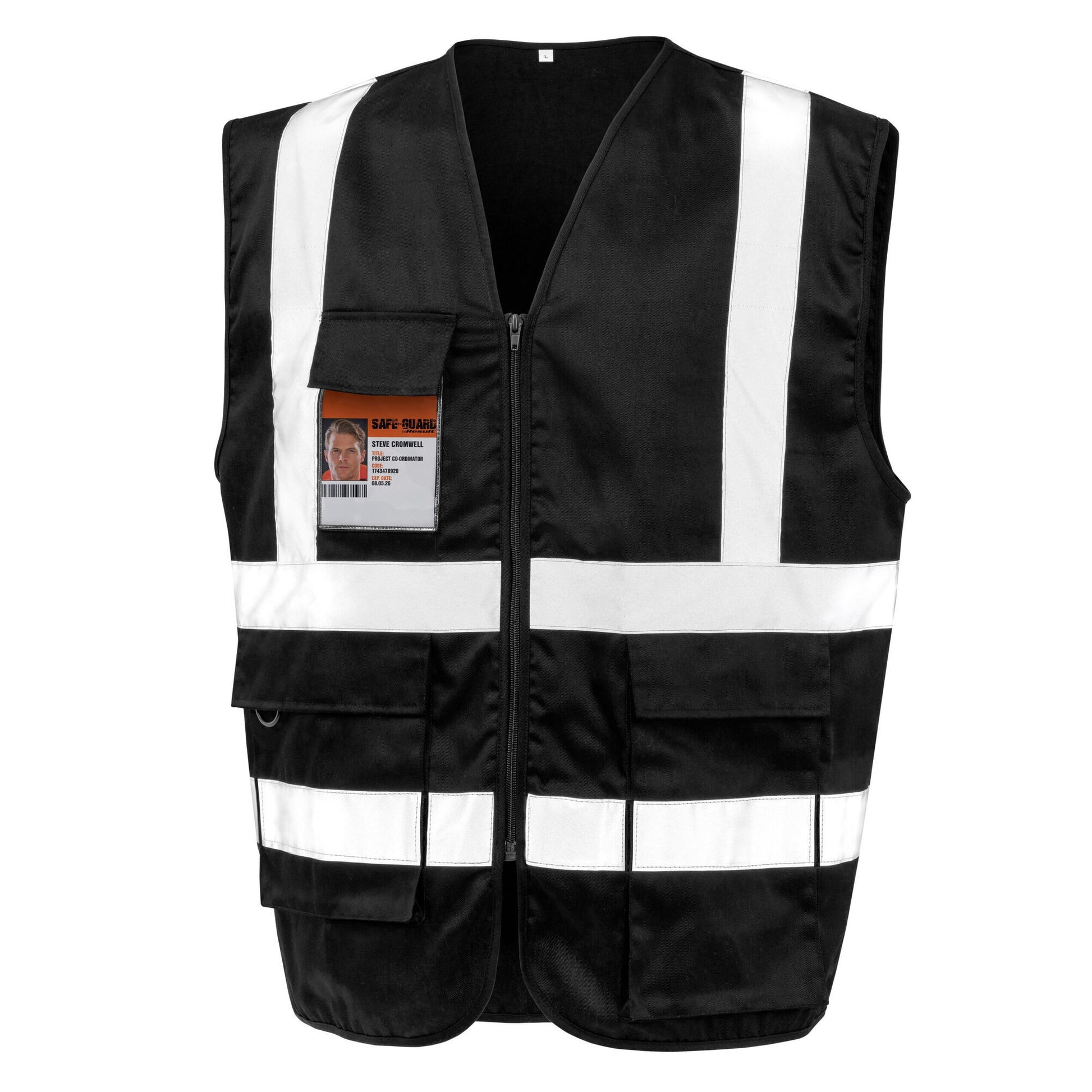 Black - Front - WORK-GUARD by Result Unisex Adult Heavy Duty Security Vest