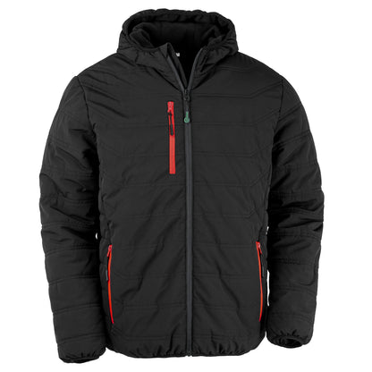 Black-Red - Front - Result Genuine Recycled Mens Compass Padded Winter Jacket
