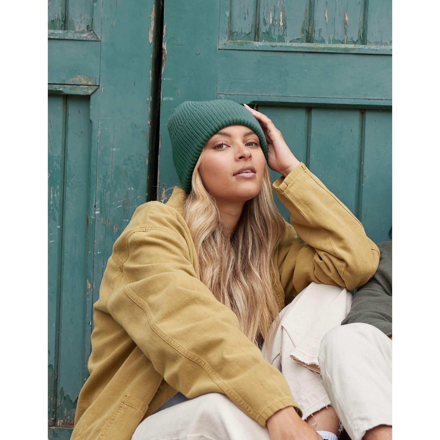 Marine Green - Front - Beechfield Cuffed Oversized Beanie