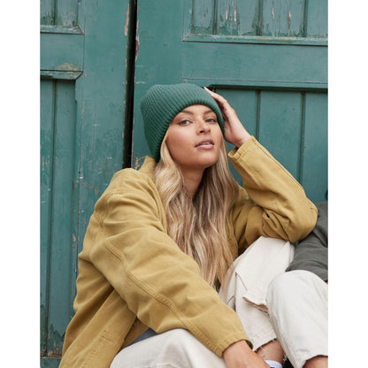 Marine Green - Front - Beechfield Cuffed Oversized Beanie