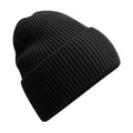 Black - Front - Beechfield Cuffed Oversized Beanie