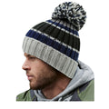 Steel Blue - Back - Beechfield Hygge Striped Beanie