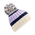 Blueberry Cheesecake - Front - Beechfield Hygge Striped Beanie