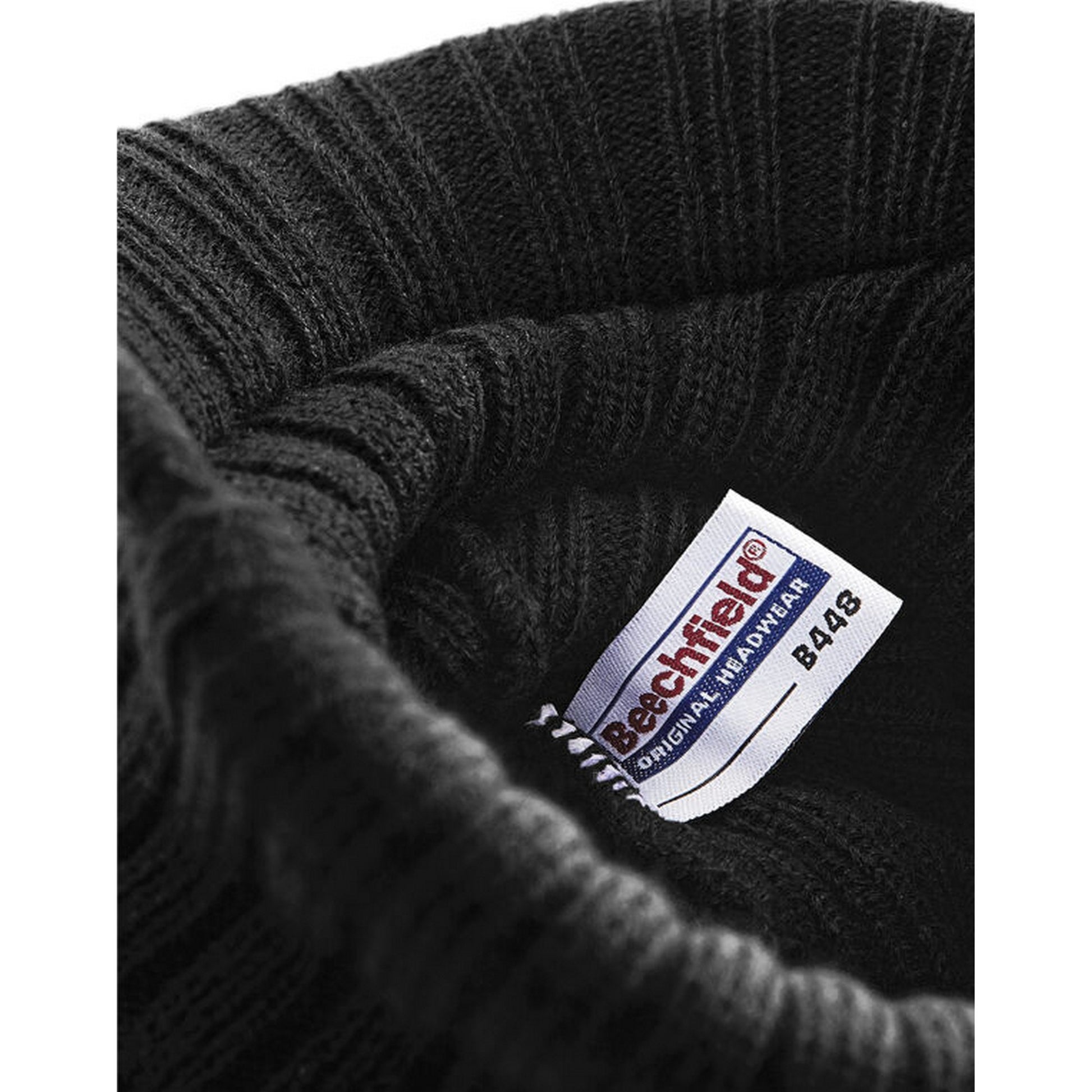 Black - Back - Beechfield Peaked Beanie