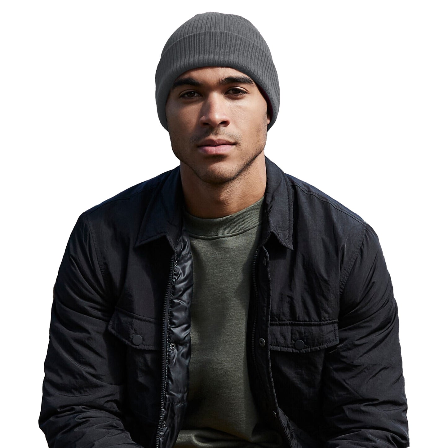 Graphite - Side - Beechfield Organic Cotton Beanie