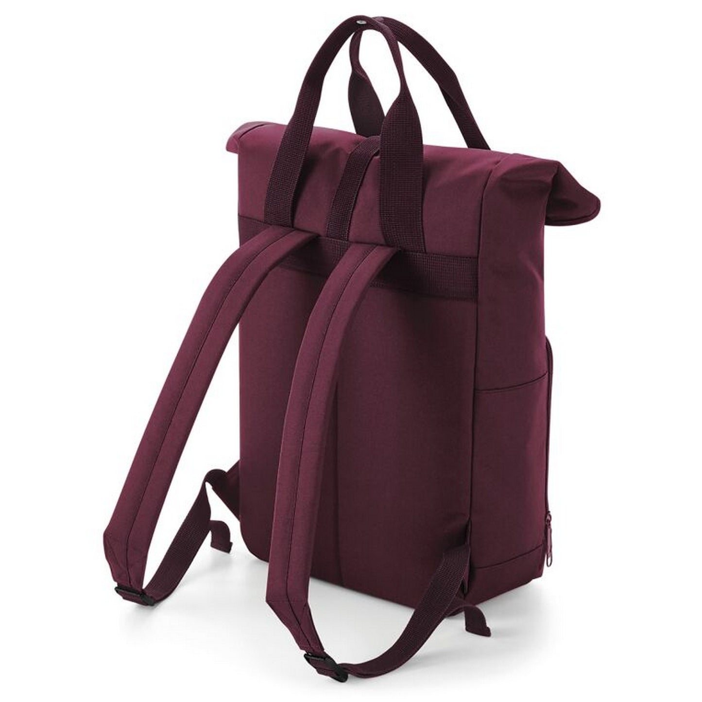 Burgundy - Side - Bagbase Roll Top Twin Handle Backpack