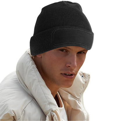 Black - Back - Beechfield Original Patch Recycled Beanie