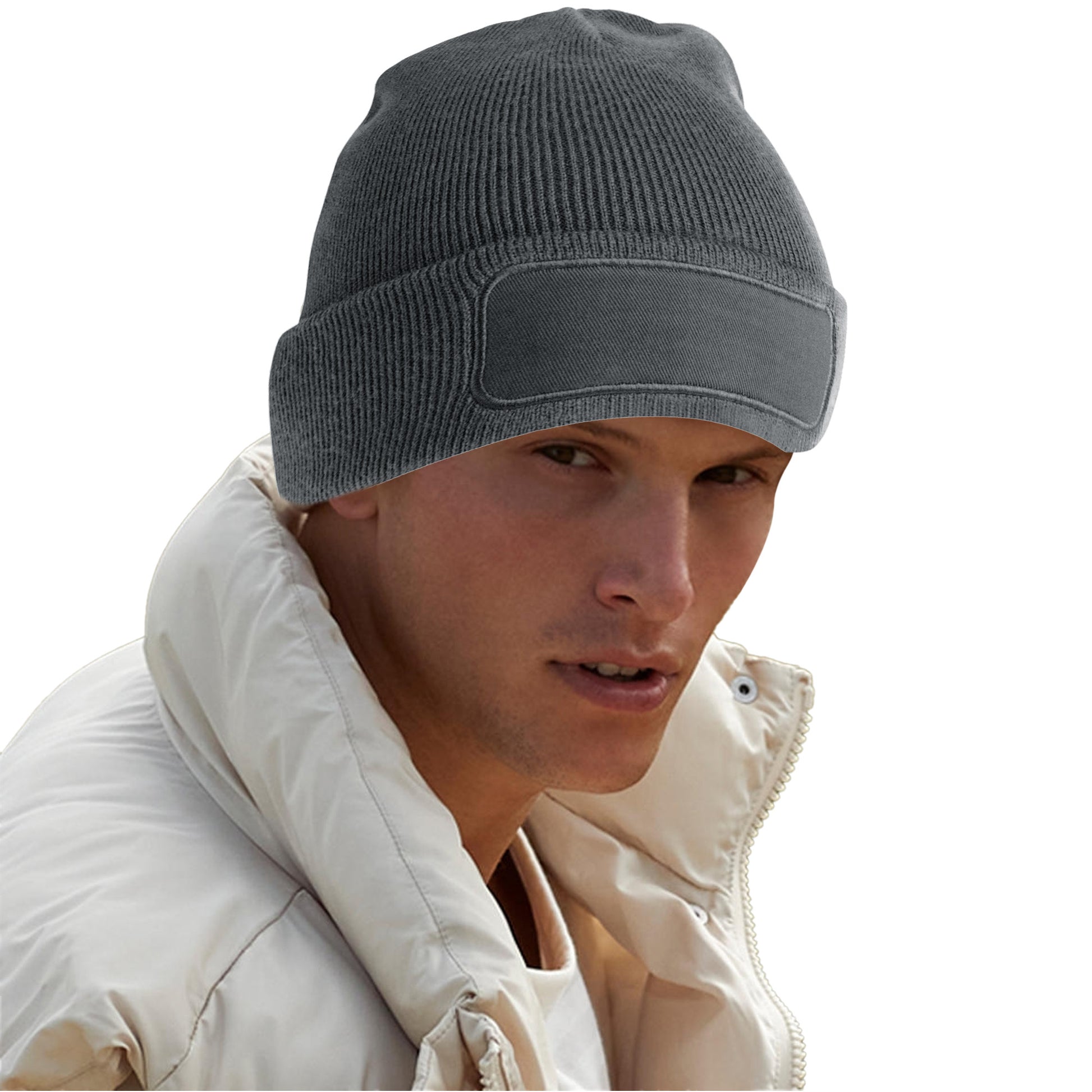 Graphite - Back - Beechfield Original Patch Recycled Beanie