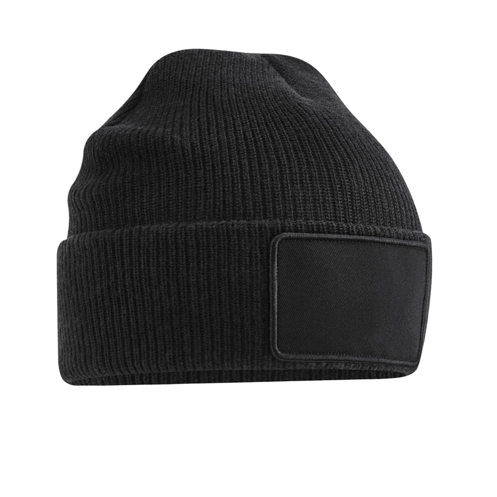 Black - Back - Beechfield Thinsulate Removable Patch Beanie