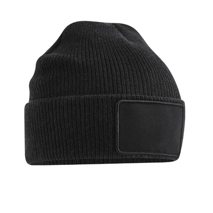 Black - Back - Beechfield Thinsulate Removable Patch Beanie
