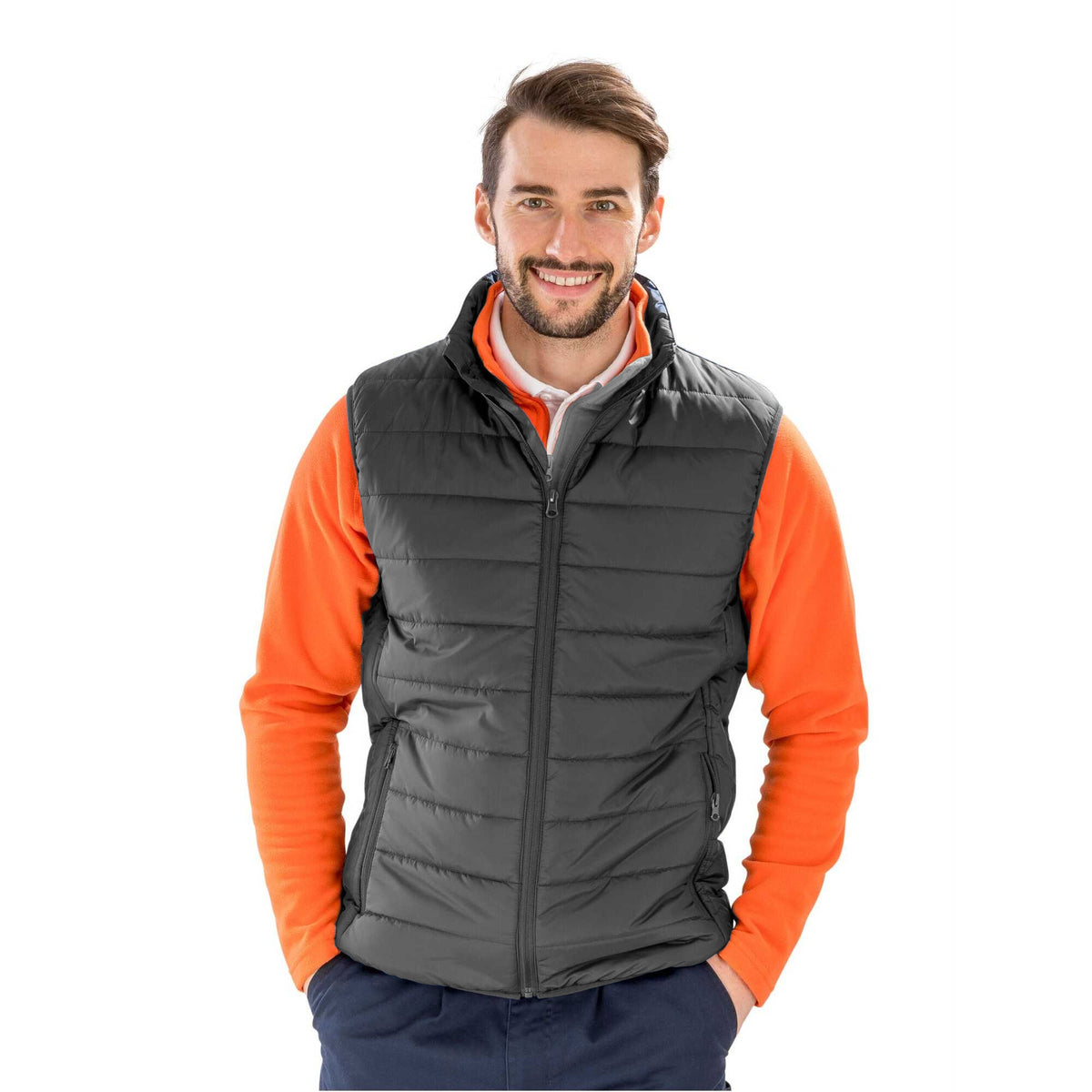 Grey - Back - Result Core Mens Promo Padded Body Warmer