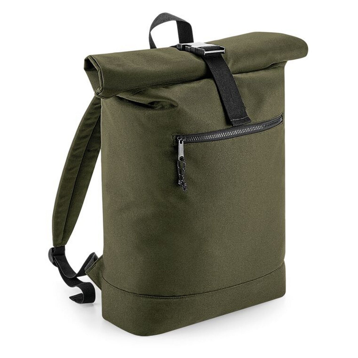 Military Green - Back - Bagbase Roll Top Recycled Backpack