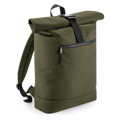 Military Green - Back - Bagbase Roll Top Recycled Backpack