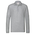 Athletic Heather Grey - Front - Fruit of the Loom Mens Premium Heather Long-Sleeved Polo Shirt