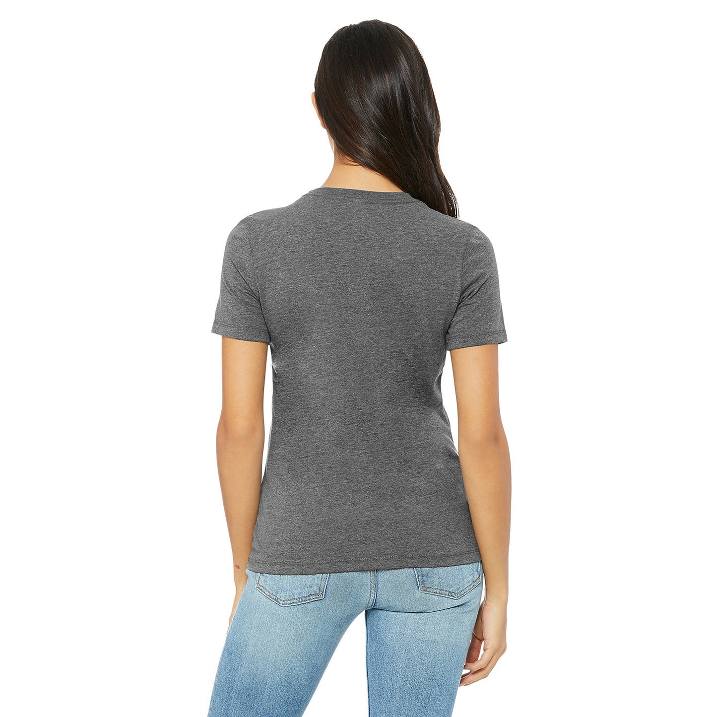 Deep Heather - Back - Bella + Canvas Womens-Ladies Heather Jersey Relaxed Fit T-Shirt