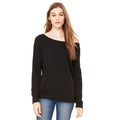 Black - Back - Bella + Canvas Womens-Ladies Sponge Fleece Wide Neck Sweatshirt