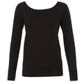 Black - Front - Bella + Canvas Womens-Ladies Sponge Fleece Wide Neck Sweatshirt