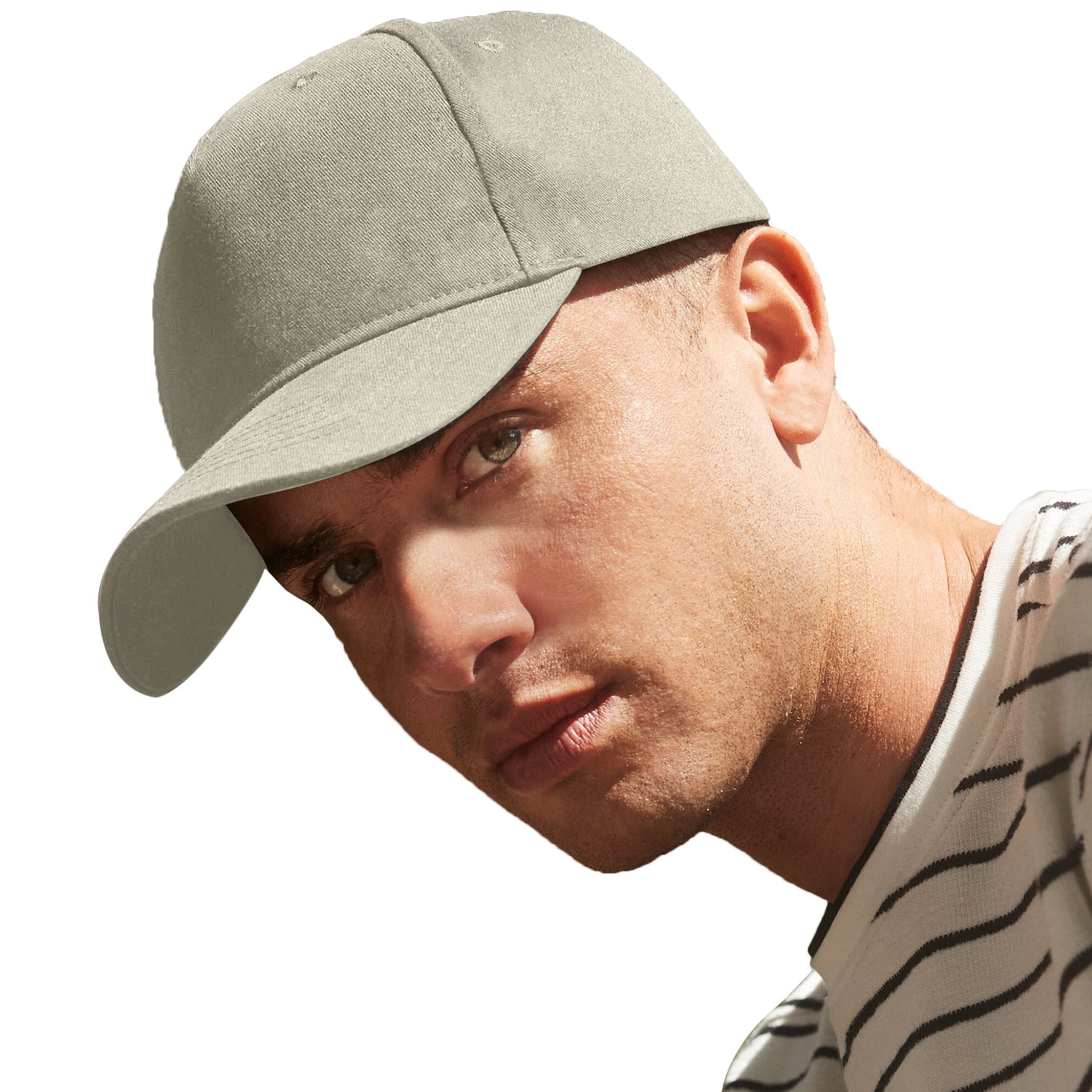 Stone - Back - Beechfield Unisex Adult Organic Cotton 5 Panel Baseball Cap