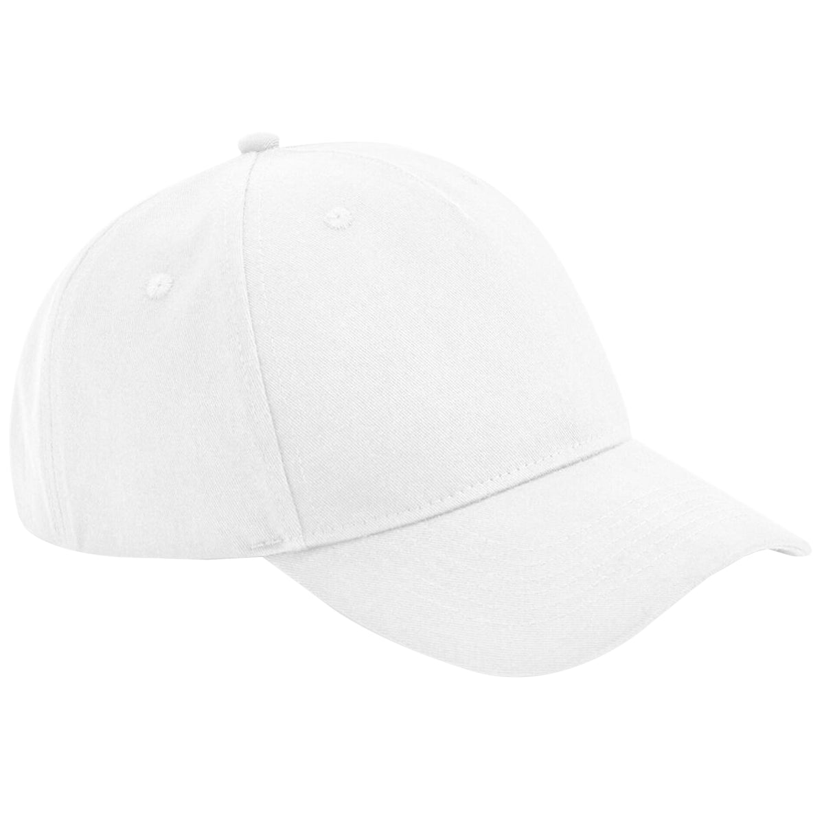 White - Front - Beechfield Unisex Adult Organic Cotton 5 Panel Baseball Cap
