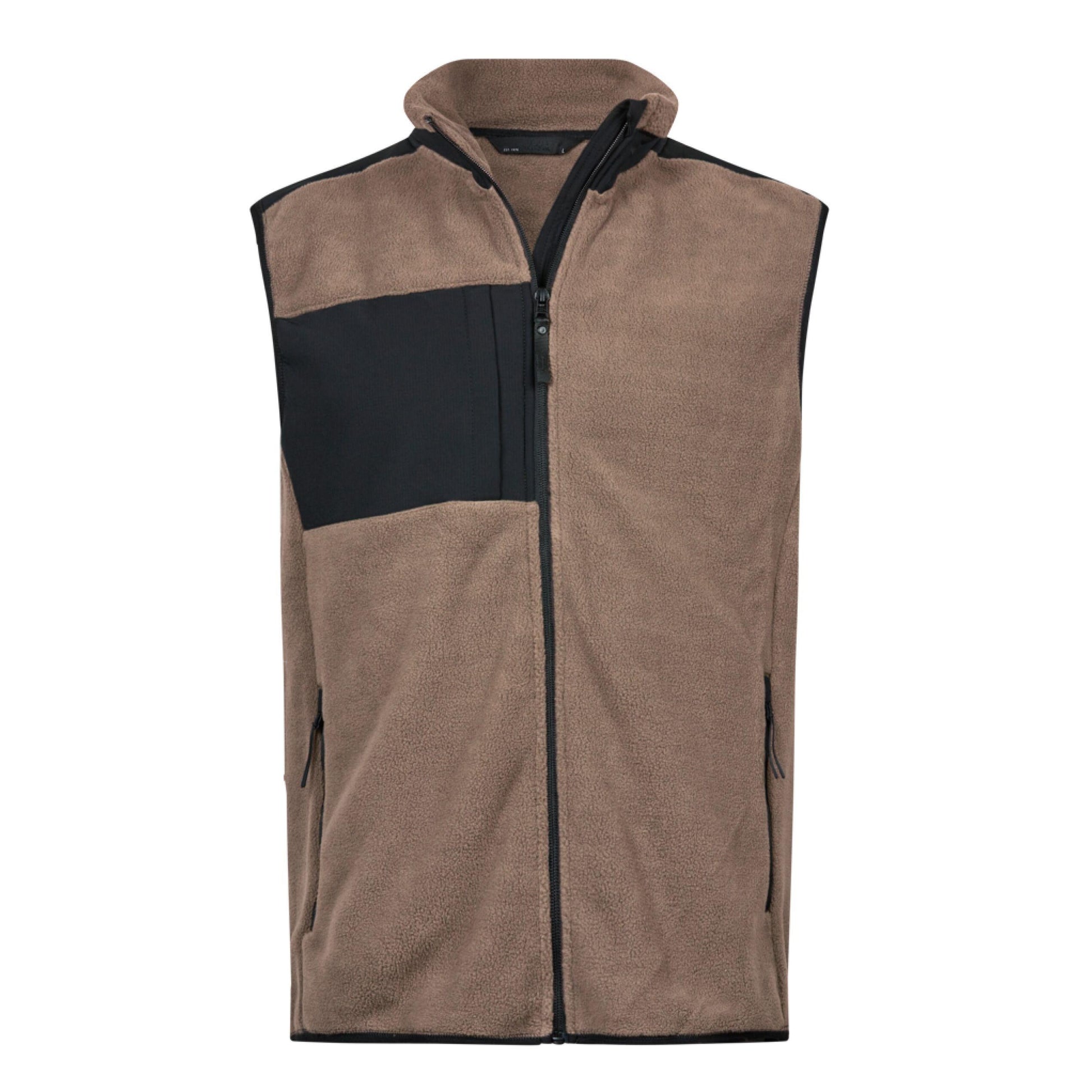 Clay-Black - Back - Tee Jays Mens Mountain Fleece Body Warmer