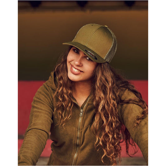 Khaki - Front - Flexfit Unisex Adult Retro Trucker Cap