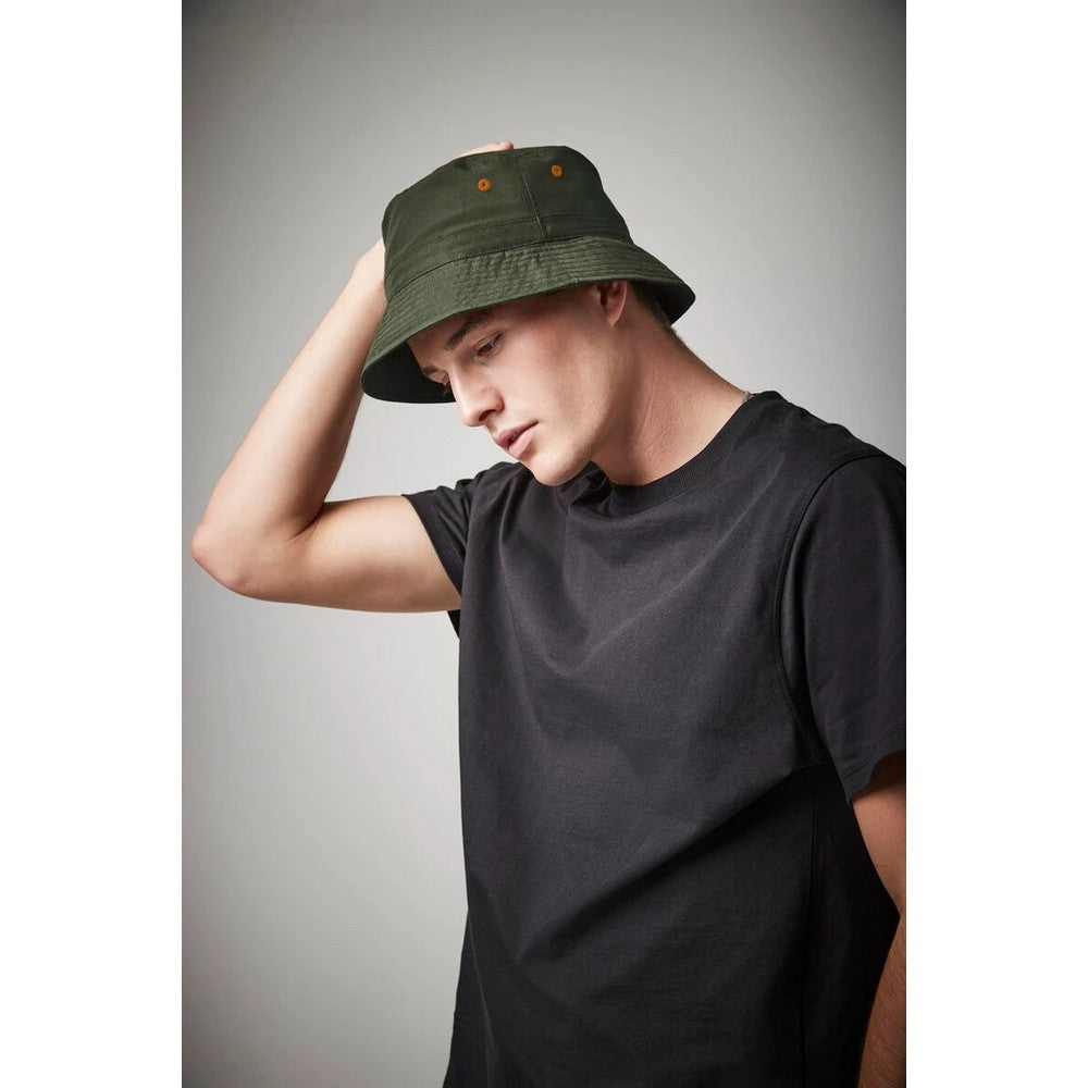 Olive Green - Close up - Beechfield Unisex Adult Recycled Polyester Bucket Hat