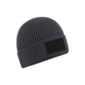 Graphic Grey-Black - Front - Beechfield Unisex Adult Patch Beanie