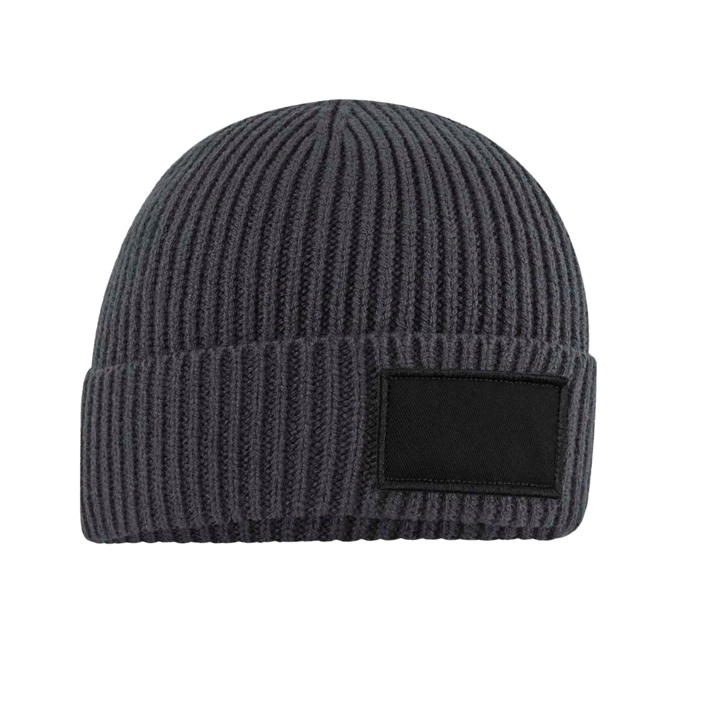 Graphic Grey-Black - Front - Beechfield Unisex Adult Patch Beanie