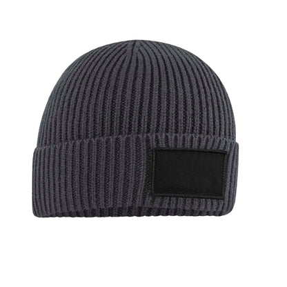 Graphic Grey-Black - Front - Beechfield Unisex Adult Patch Beanie