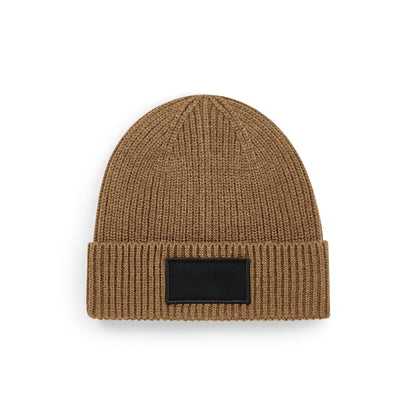 Biscuit-Black - Lifestyle - Beechfield Unisex Adult Patch Beanie
