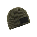 Military Green-Black - Front - Beechfield Unisex Adult Patch Beanie