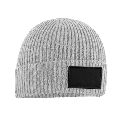 Light Grey - Front - Beechfield Unisex Adult Patch Beanie