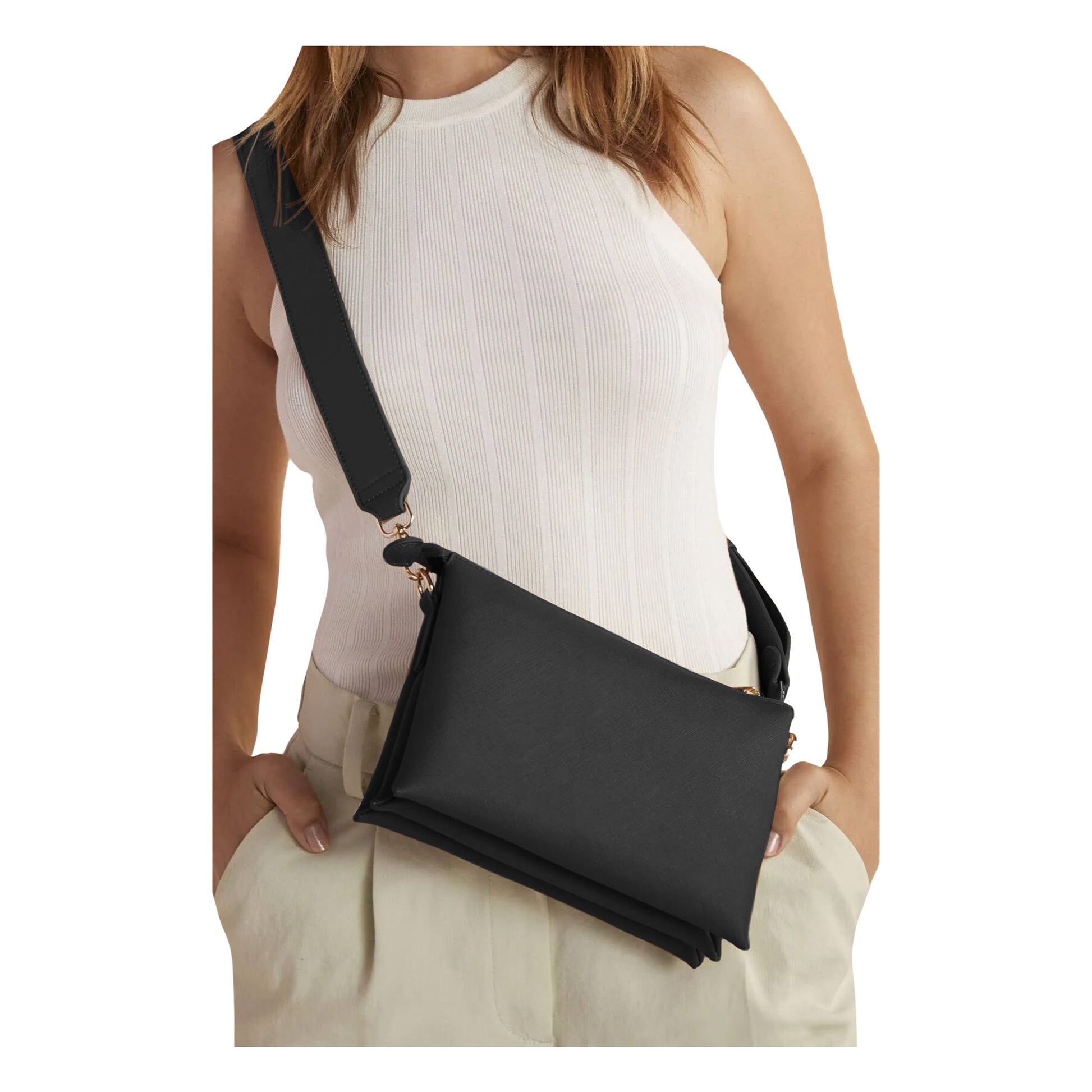 Black - Back - Bagbase Womens-Ladies Boutique Soft Touch Crossbody Bag