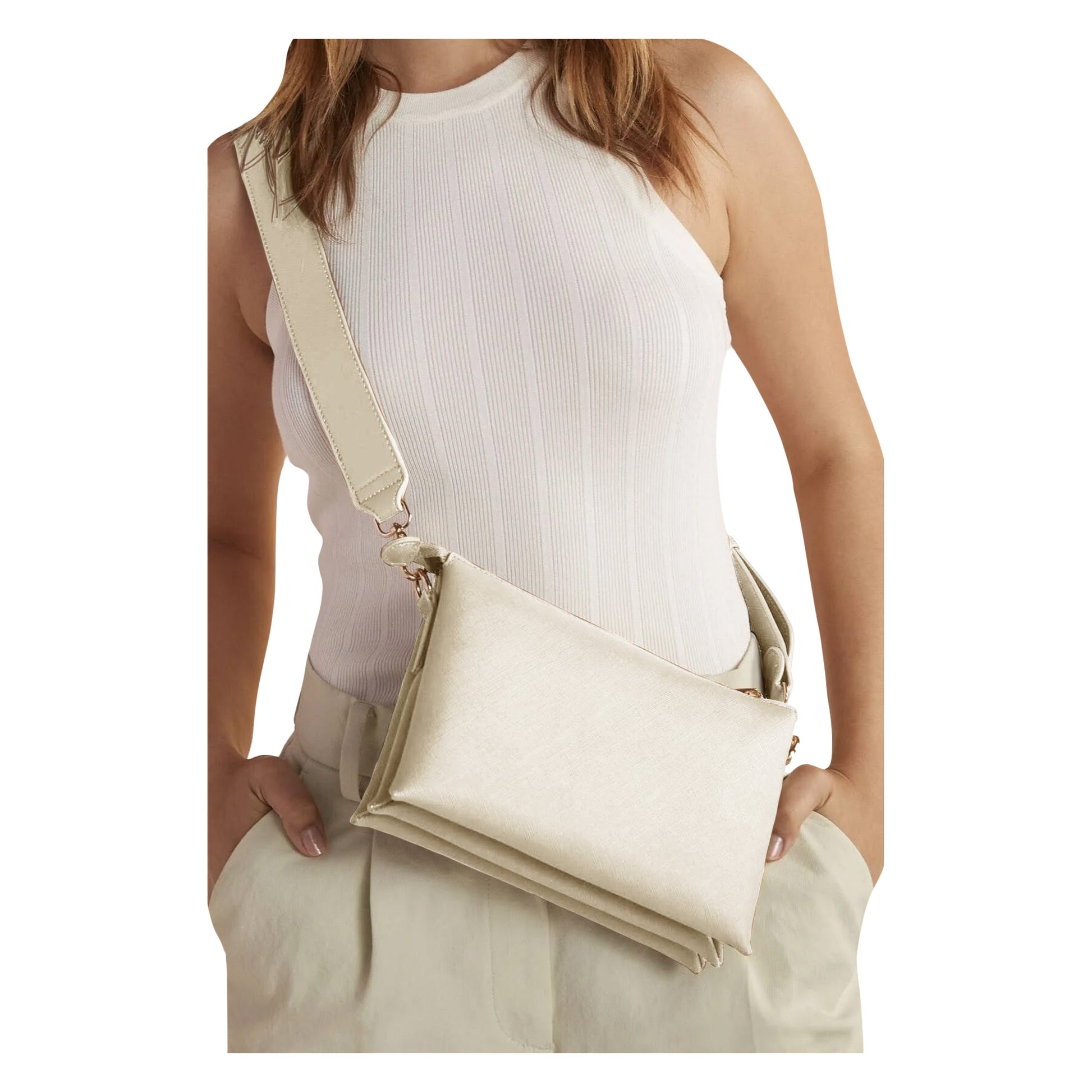 Oyster - Back - Bagbase Womens-Ladies Boutique Soft Touch Crossbody Bag