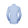 Light Blue-Mid Blue-Bright Navy - Back - Russell Mens Contrast Herringbone Stitch Tailored Long-Sleeved Formal Shirt