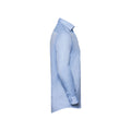 Light Blue-Mid Blue-Bright Navy - Side - Russell Mens Contrast Herringbone Stitch Tailored Long-Sleeved Formal Shirt